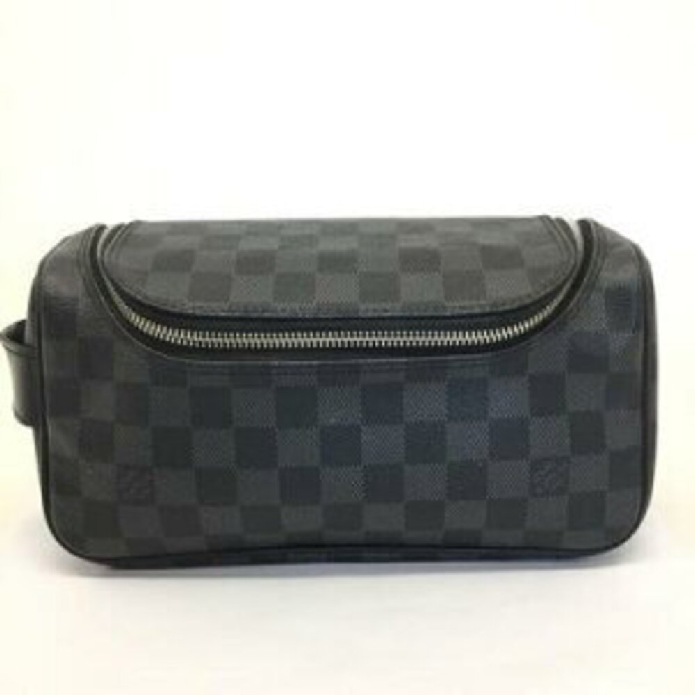 Louis Vuitton Toilette Pouch Handbag Shoulder Bag Damier Graphite Black